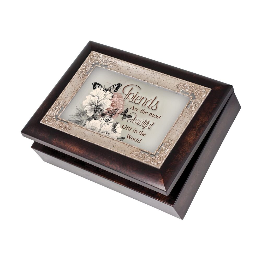 6192 Friends are The Most Beautiful Gift Burlwood Jewelry Music Box Plays